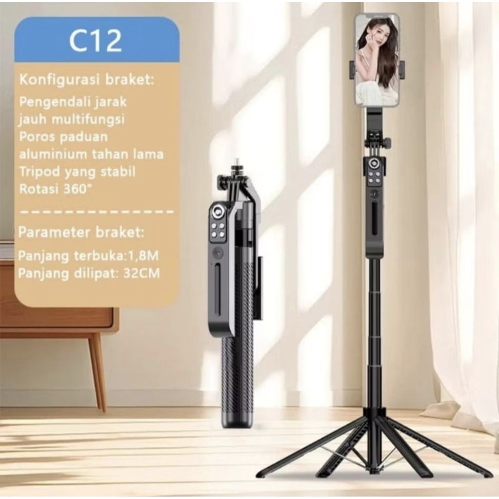 Toorea Tripod 180 cm pelacakan wajah otomatis 360°stand 4 legs
