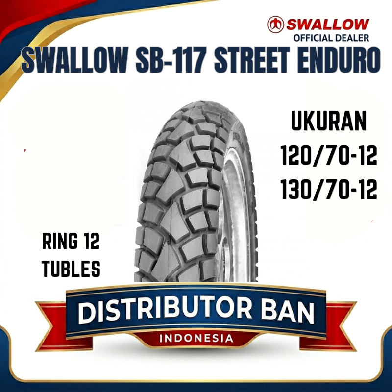 Ban Luar Sepeda Motor Swallow SB-117 Street Enduro Ukuran 120/70 130/70 Ring 12 Tubeless