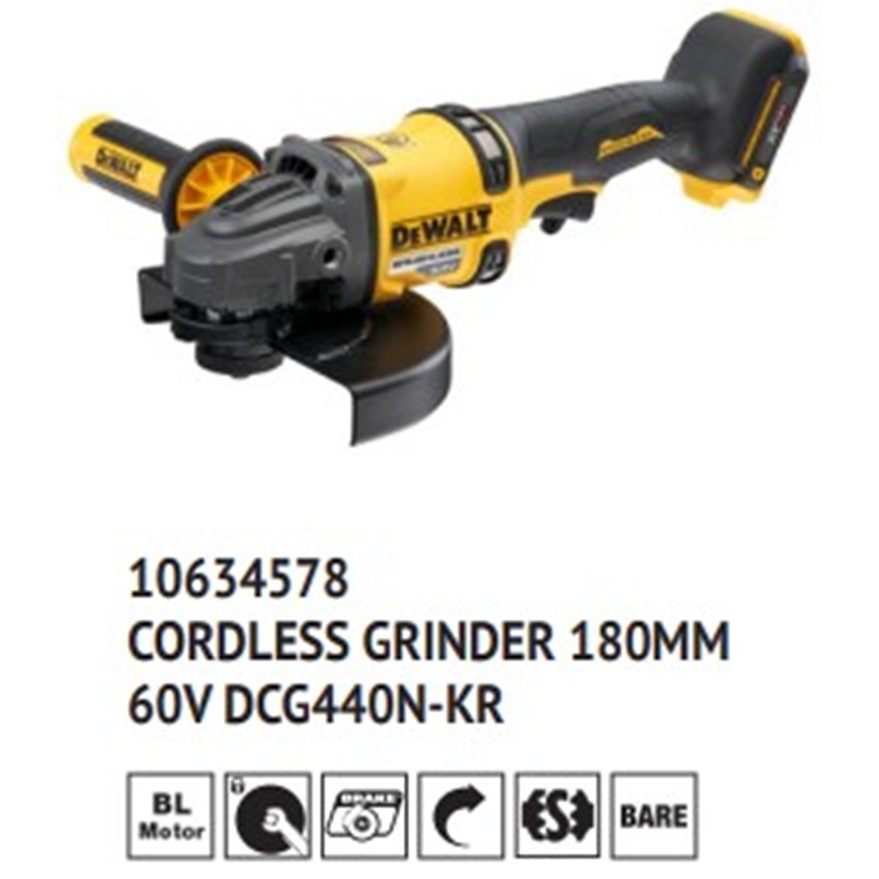 DEWALT - CORDLESS GRINDER 180MM 60V Max 7" Large Angle Grinder - DCG440N-KR