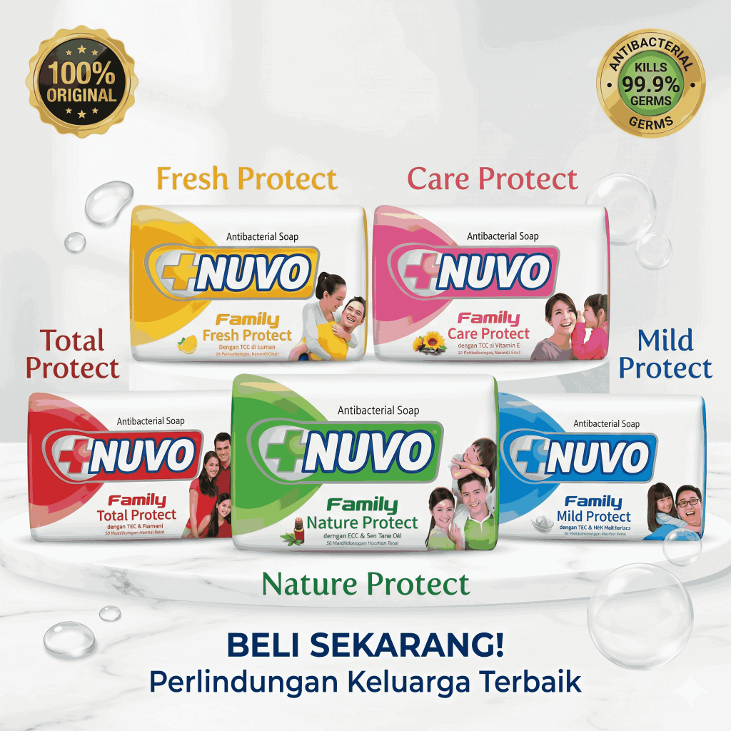 TokoAcinn | Nuvo Sabun Batang 72 G | Tersedia Varian Hijau Ungu Biru Kuning Dan Merah |Sabun Mandi B