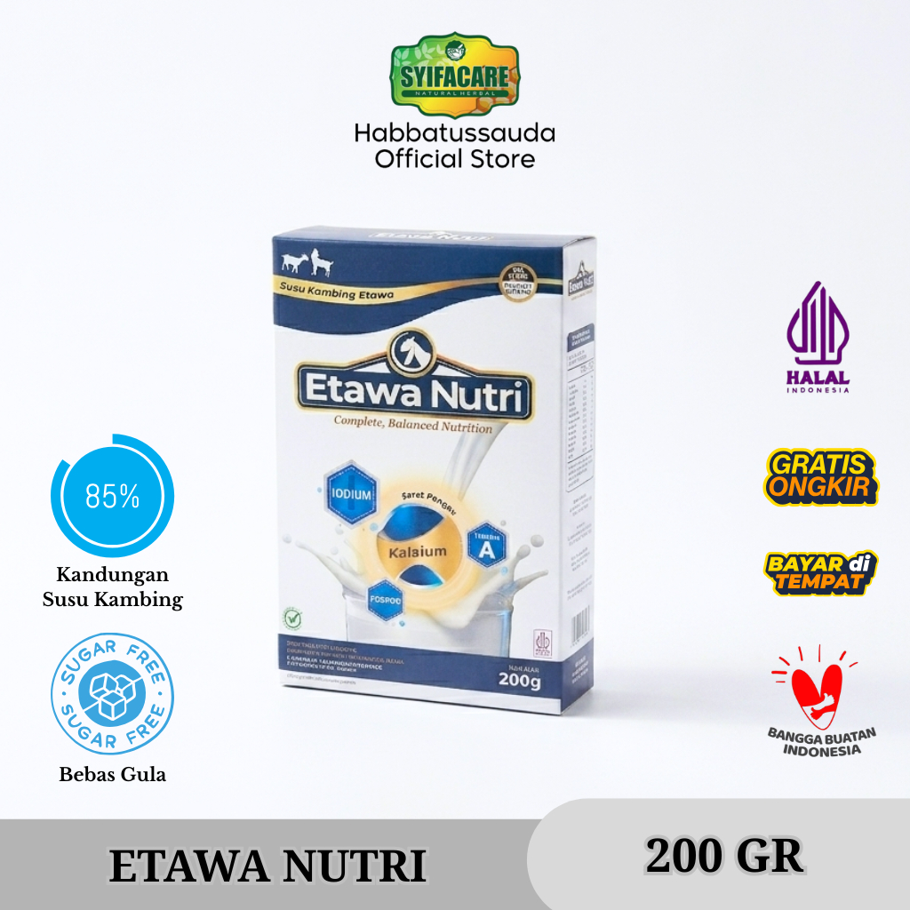 Etawa Nutri - Susu Kambing Bubuk Tanpa Gula Bebas Gula 200 gr Kandungan Susu Kambing 85%