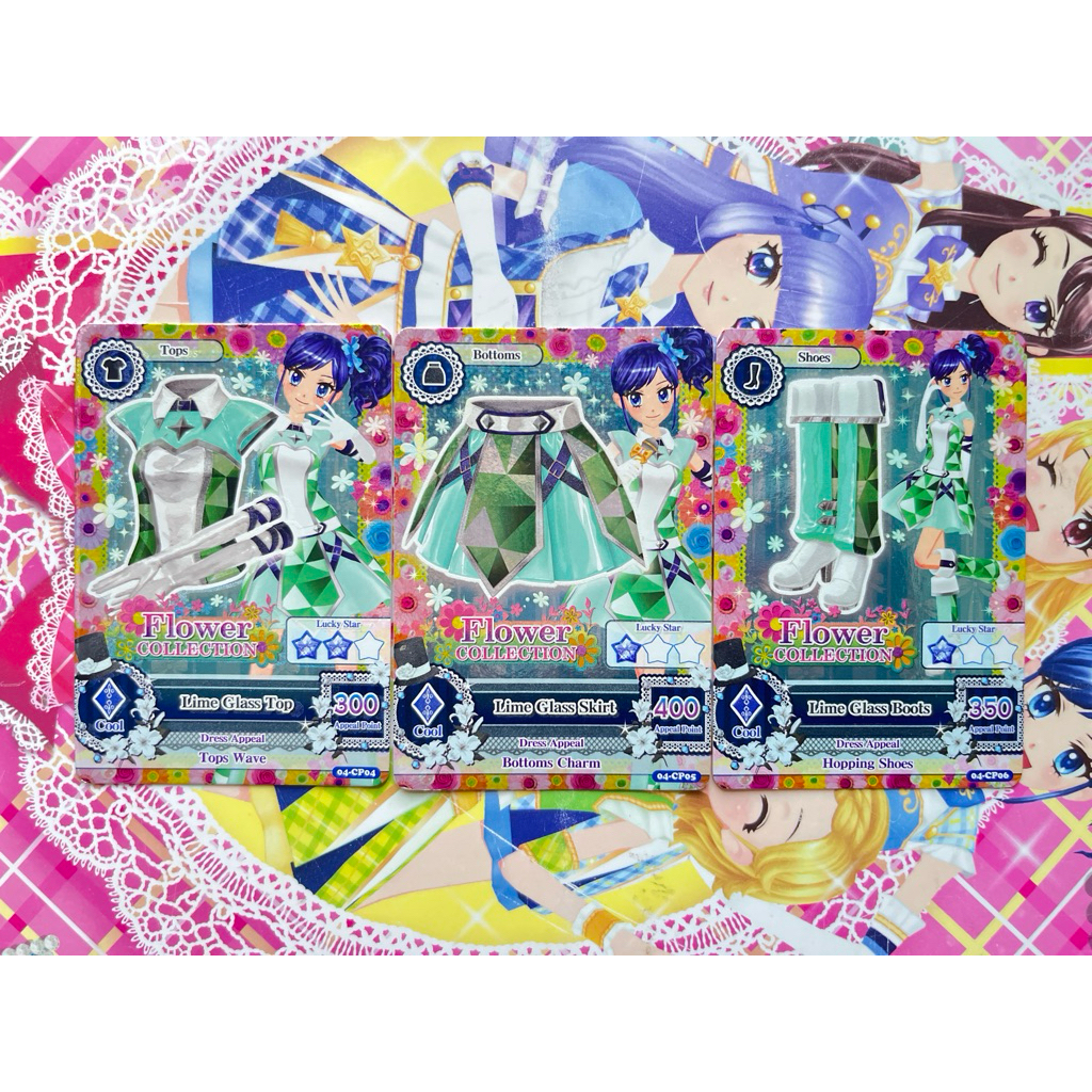 Kartu Aikatsu Campaign Flowet Collection Aoi Kiriya Lime Glass Set Futuring Girl CP Aquarius Origina