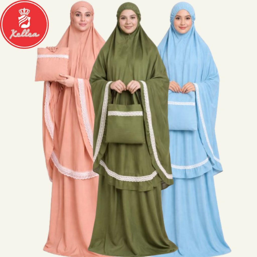 Mukena Jumbo Rayon Polos Model Setelan Bahan Katun Mukena Mira Mukena Terbaru  - XELLEA
