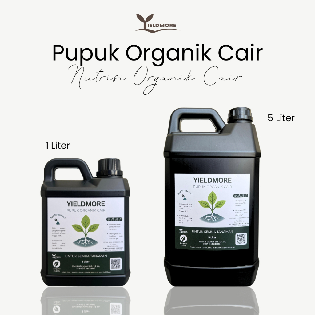 YIELDMORE - Pupuk Organik Cair (POC) Jerigen 1 Liter dan 5 Liter - Untuk Segala Jenis Tanaman - Orga