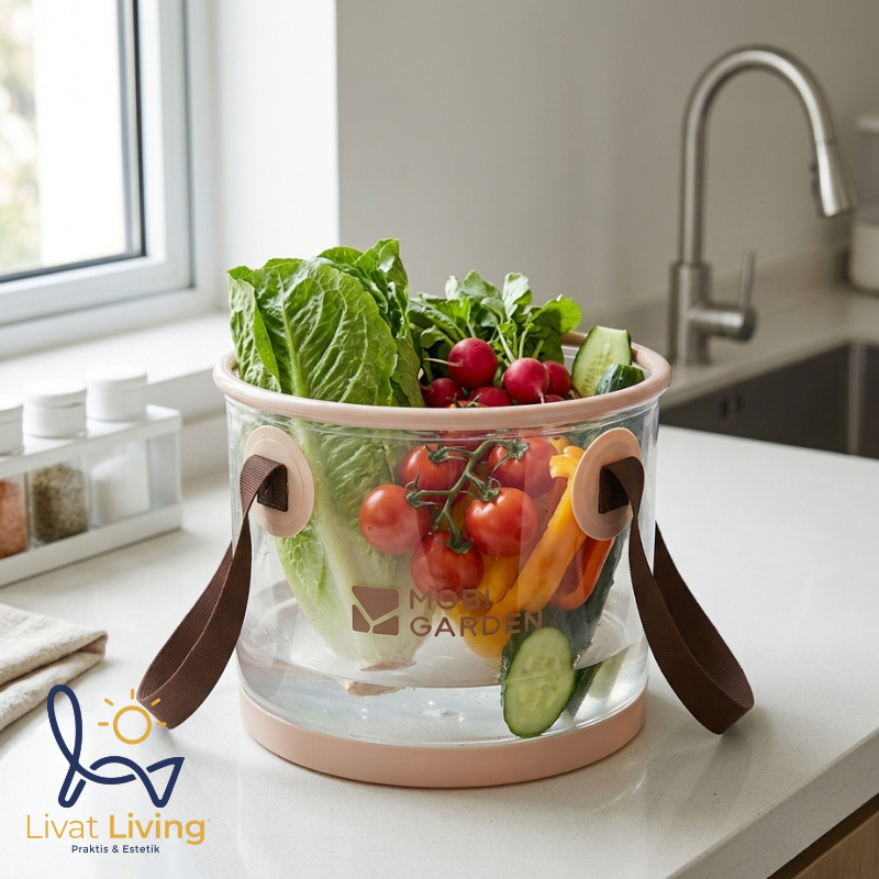 Livat Living Mobi Garden Ember Lipat Semi Transparan 10L Ember Lipat Estetik Hemat Ruang Perlengkapa