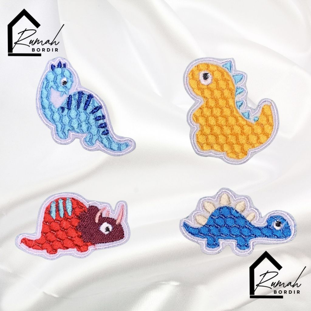 Patch Bordir Full Logo Kartun Dinosaurus Lucu Accesories Pakaian