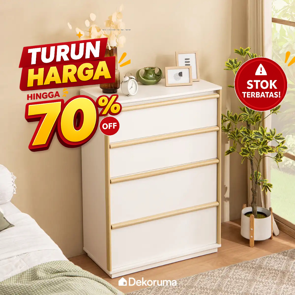 Dekoruma YASHU Lemari Laci 4 Pintu / Lemari Susun / Drawer