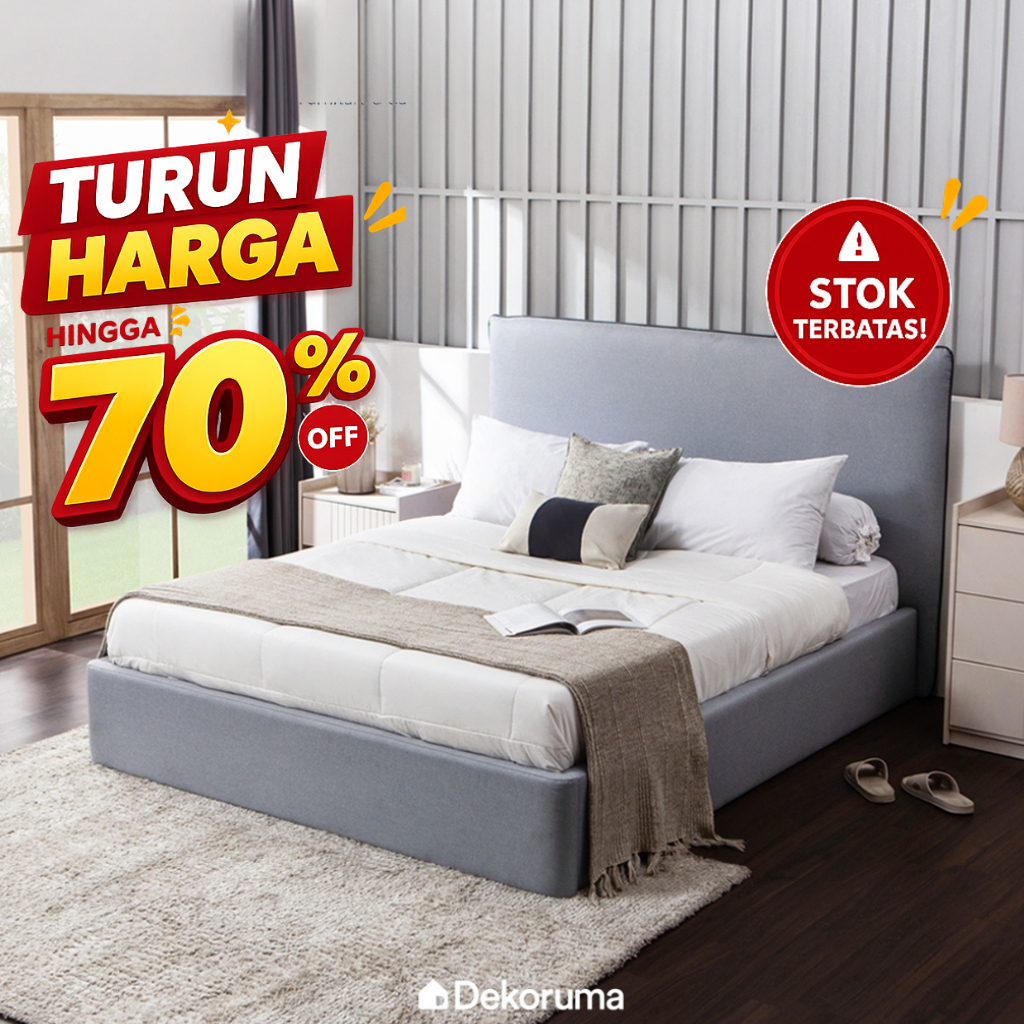 Dekoruma HIDEO Headboard & Divan / Dipan dan Sandaran 160.5 cm x 201 cm (Untuk Kasur 160 cm x 200 cm