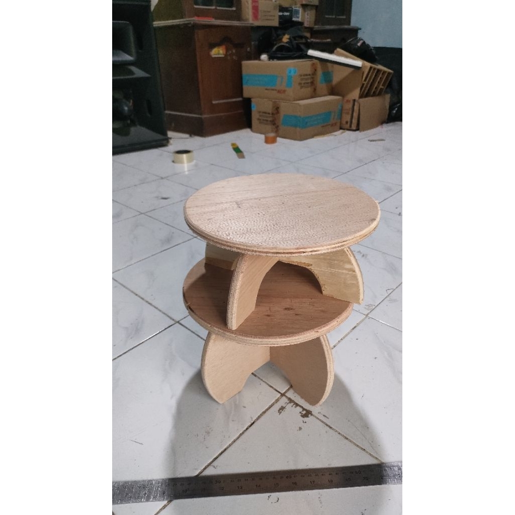 dingklik kayu bulat & tatakan pot bunga