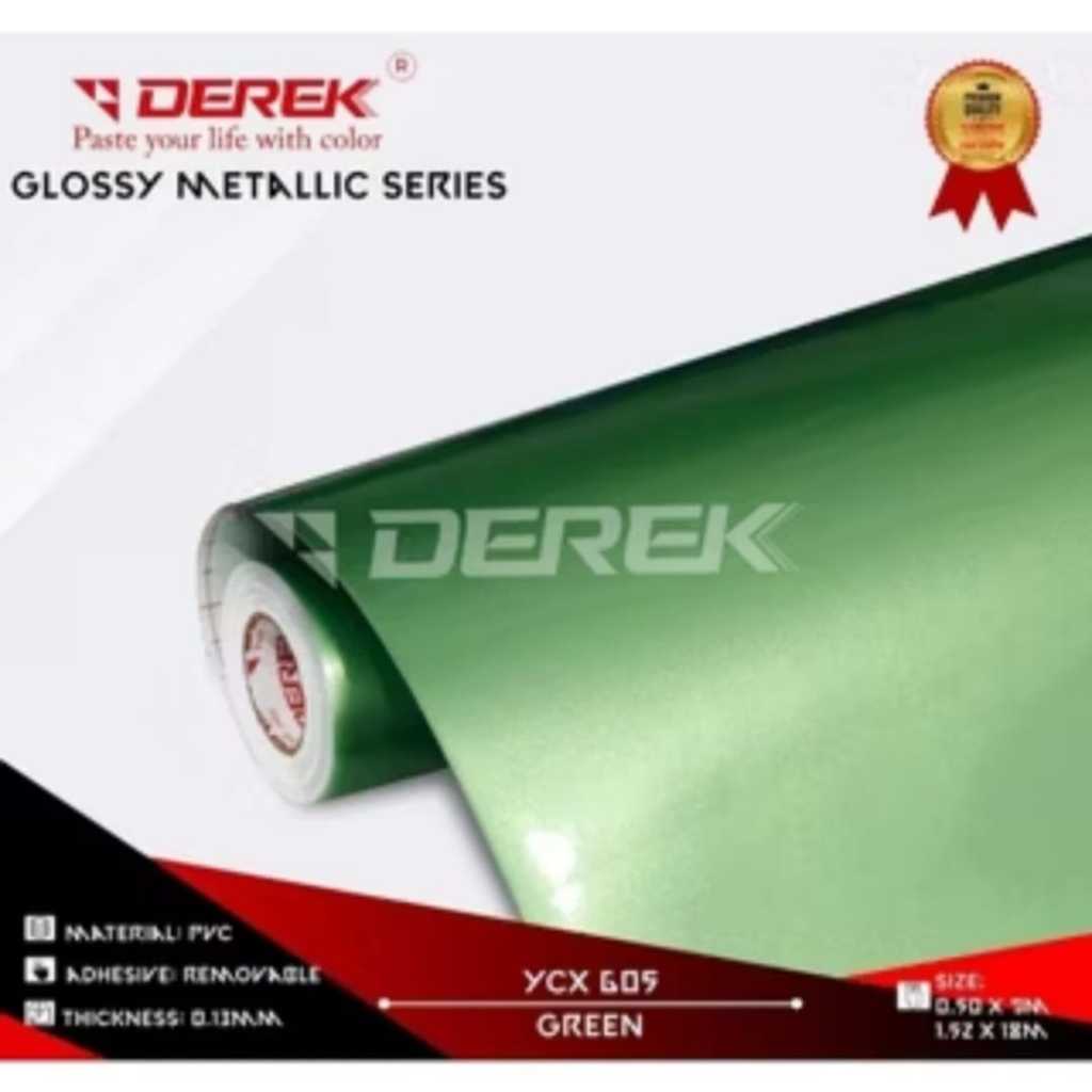 Sticker Stiker Derek Glossy Metallic Green Candy Premium YCX605 50cm