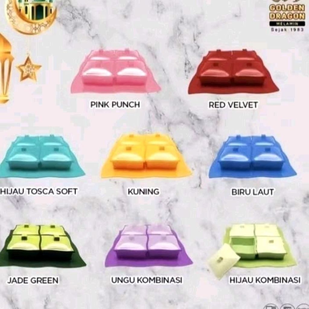 Party Set Kotak lekuk Melamin 16 Inch - Golden Dragon Melamine (PS1201)