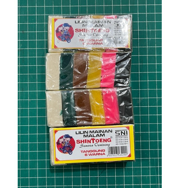 Lilin malam mainan/plastisin warna warni sedang 6 warna