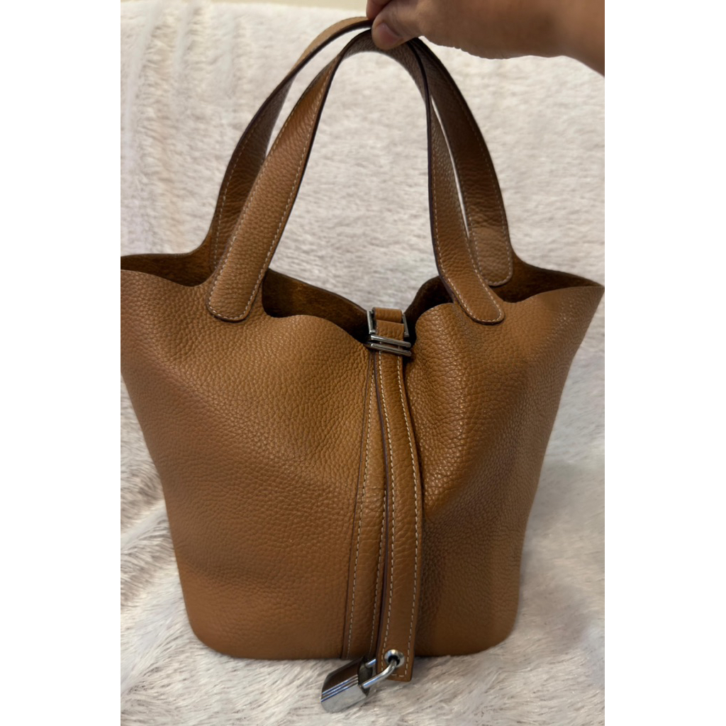 preloved bag picotin lock brown