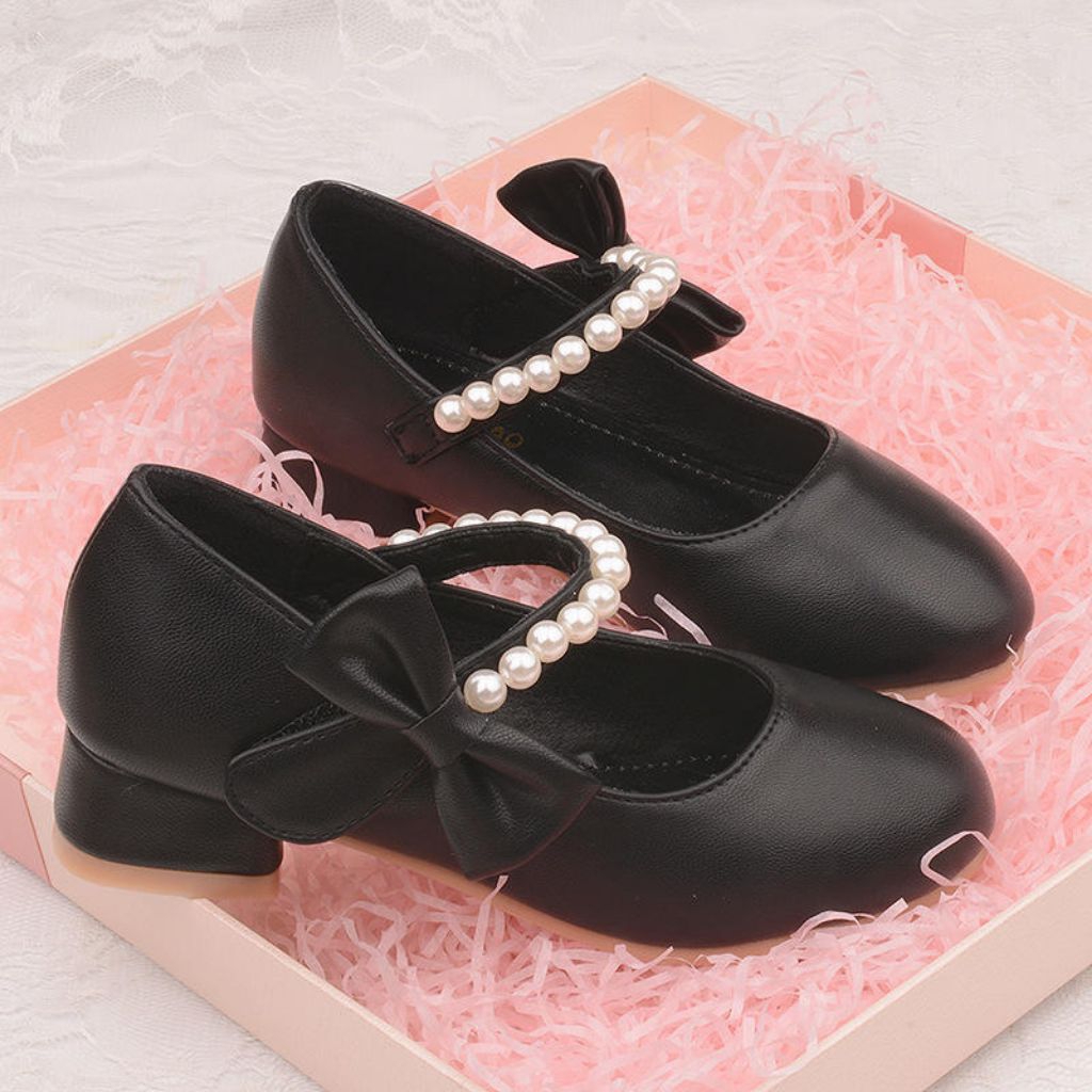 Sepatu Anak Perempuan Model Pita Mutiara/Sepatu Pesta Anak Perempuan Terbaru