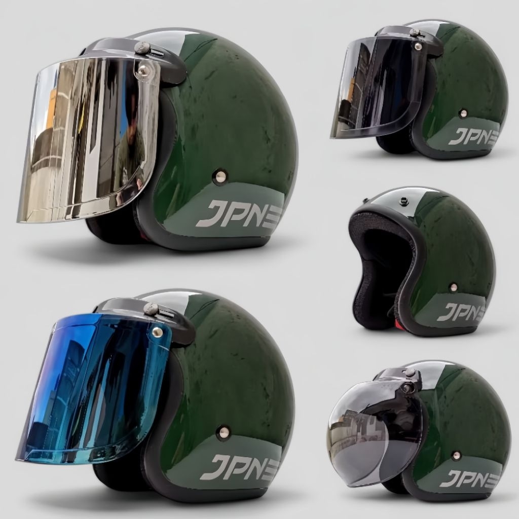Helm jpn hijau army glossy ORIGINAL 100% Asli