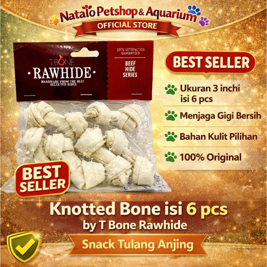 T-Bone Milk Knot Bone 3inch isi 6 Pcs - Snack Tulang Gigit Anjing Rasa Susu - Rawhide / Tulang Tulan