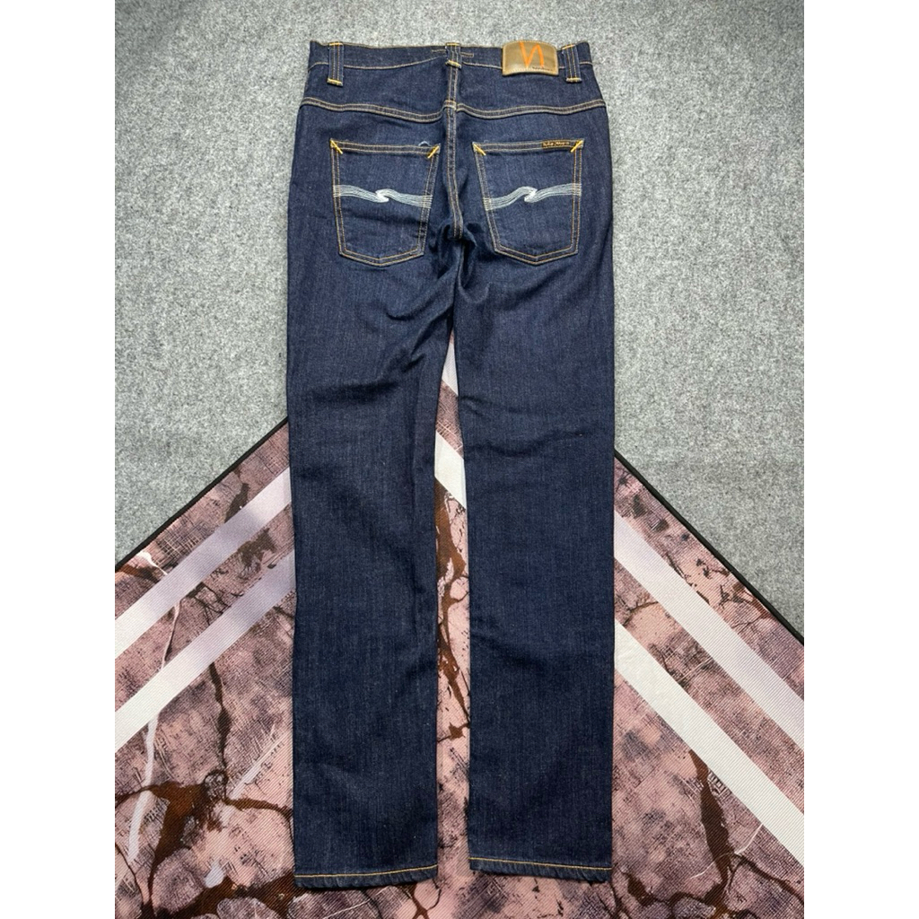 Celana jeans Nudie thin finn dry ecru embo second