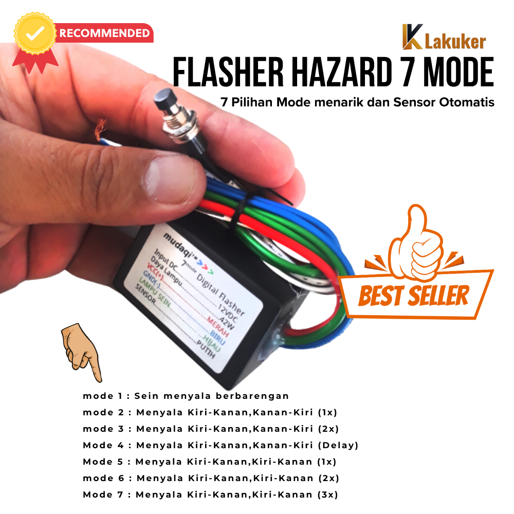 FLASHER HAZARD 7 MODE Autosensor full garansi