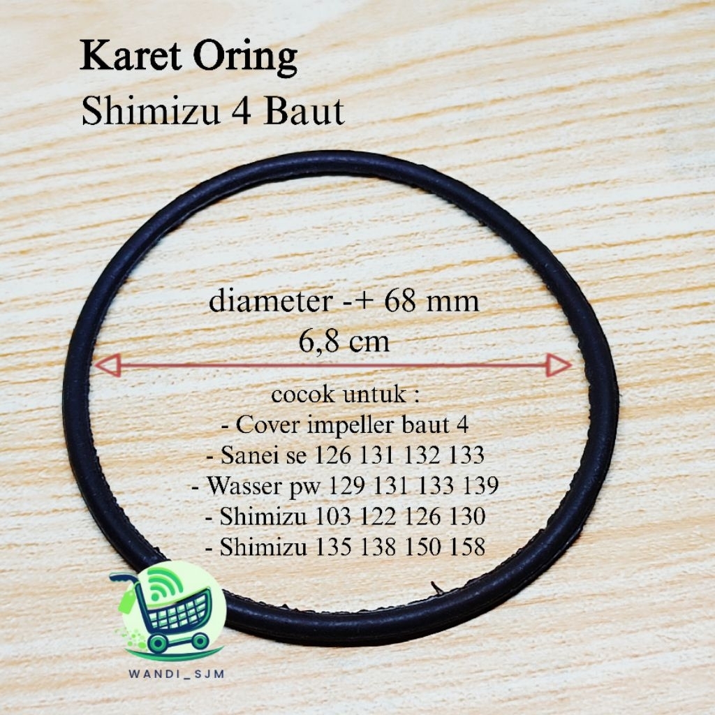 Karet Oring Impeller pompa air Shimizu model Baut 4 Karet Impeller