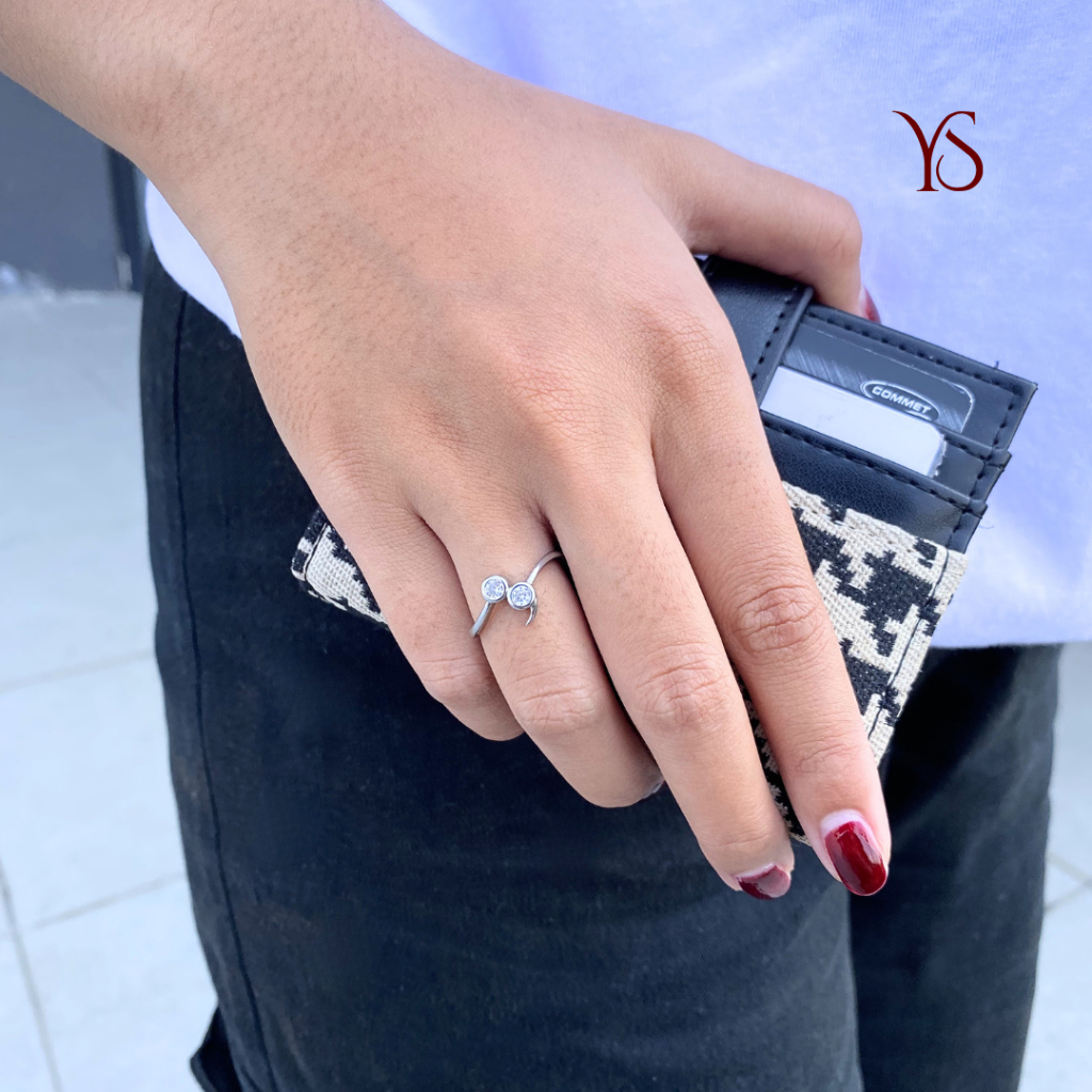 YS Semicolon Ring Cincin Mental Health Premium Titanium Anti Karat Anti Luntur Adjustable