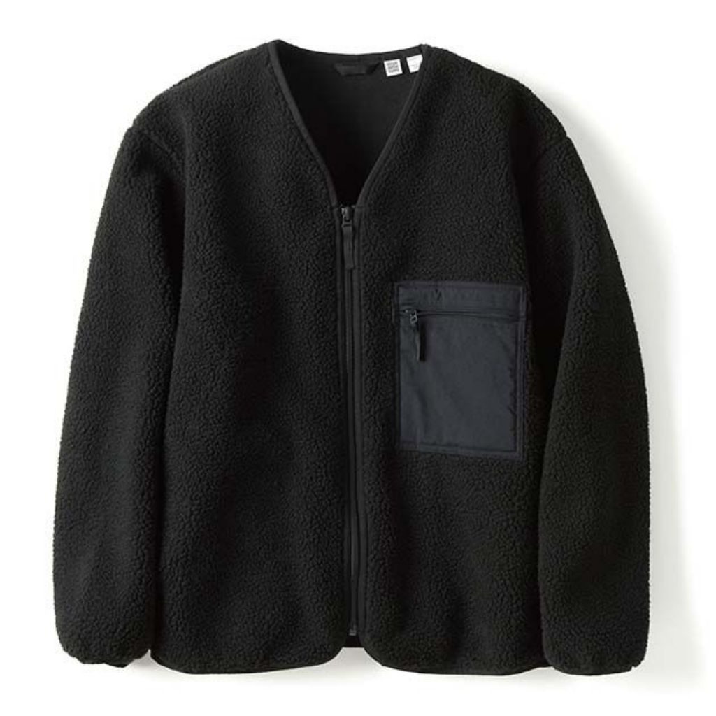 Uniqlo U x Lemaire Collarless Fleece-Sherpa Nylon Pocket Jacket