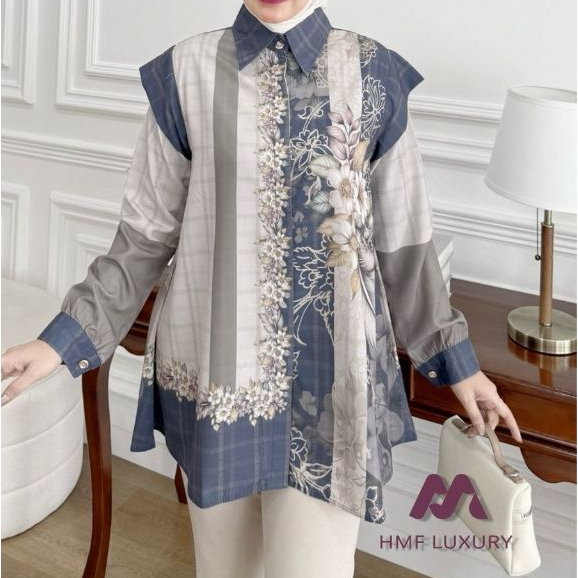Hawa Shirt Vol 38 By HMF Luxury | Kemeja Wanita Elegan Busui Friendly | Atasan Muslim Modern Wudhu F