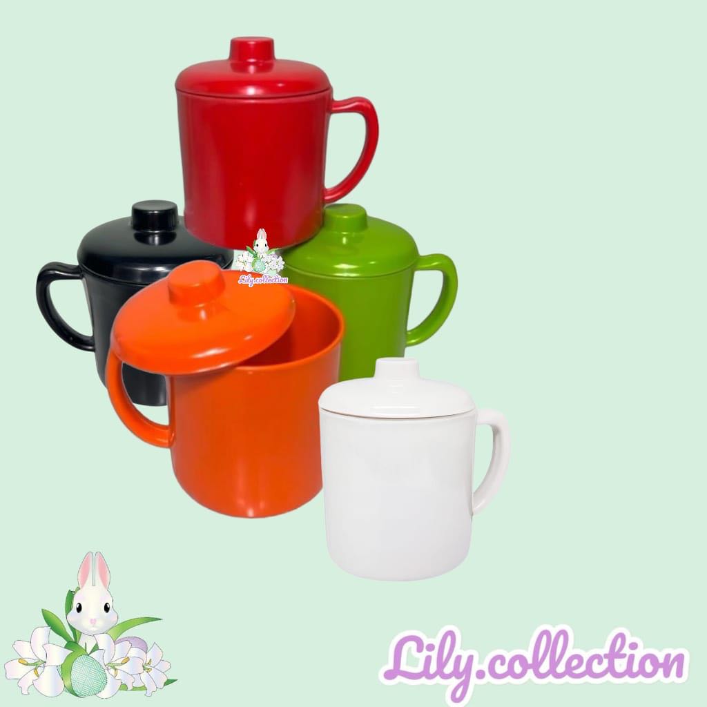 Gelas Tutup Melamin 330ml | Gelas Lucu | Mug Melamin | Mug Tutup Melamin Mini 330ml - LILYCOLLECTION