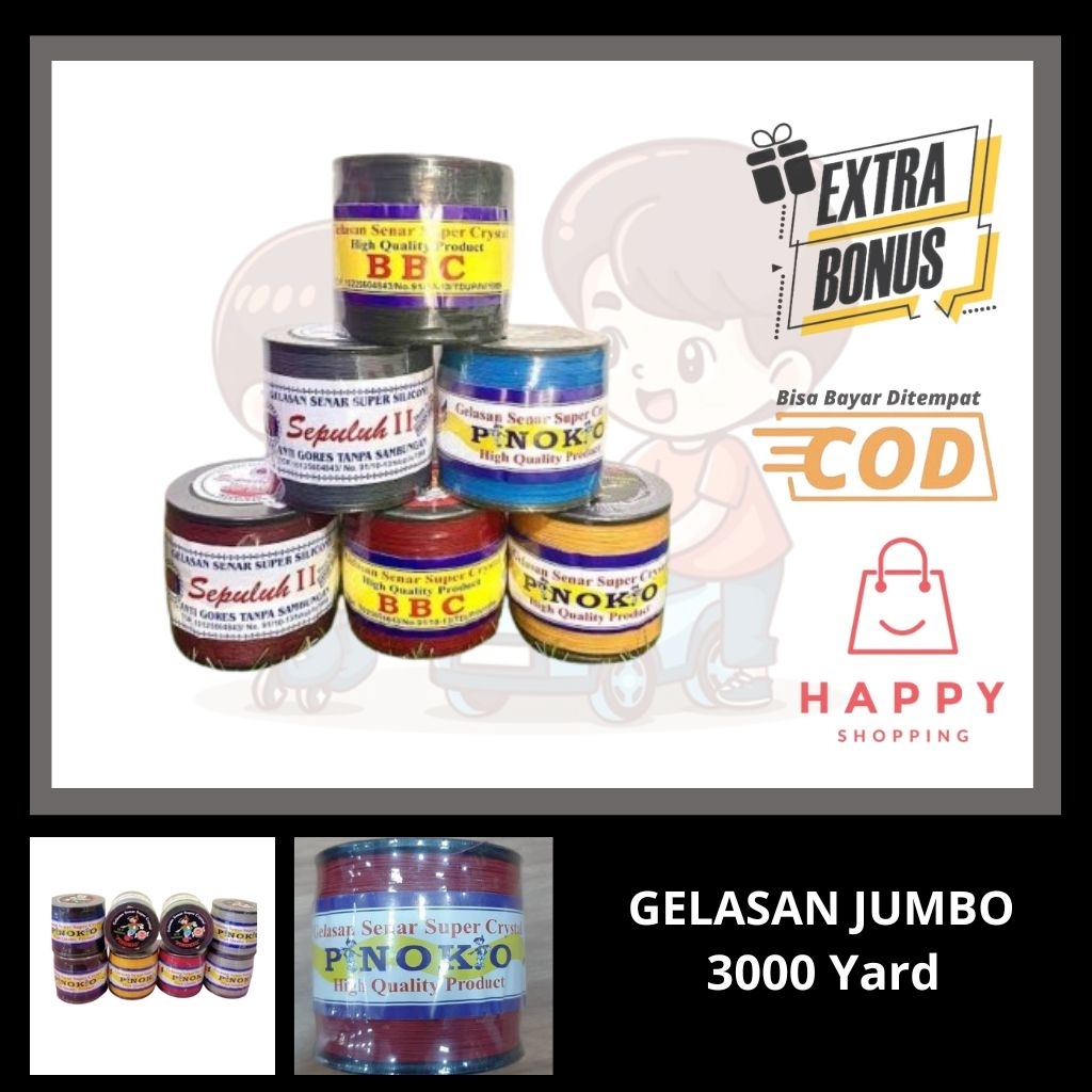 GELASAN benang layangan jumbo super tajam cap PINOKIO/SATRIA/ BBC/SEPULUH II/ benang layangan jumbo 