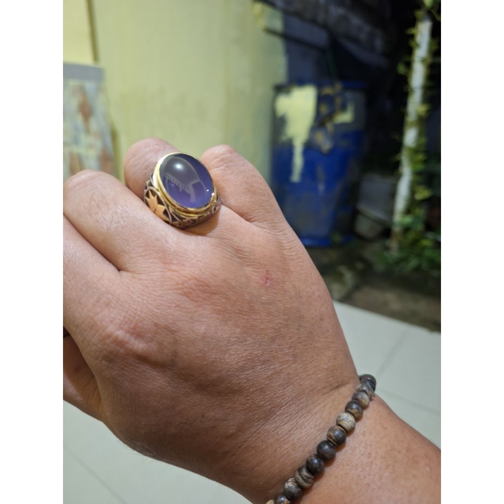 batu akik violetist baturaja atau biru tinta baturaja ring perak 925