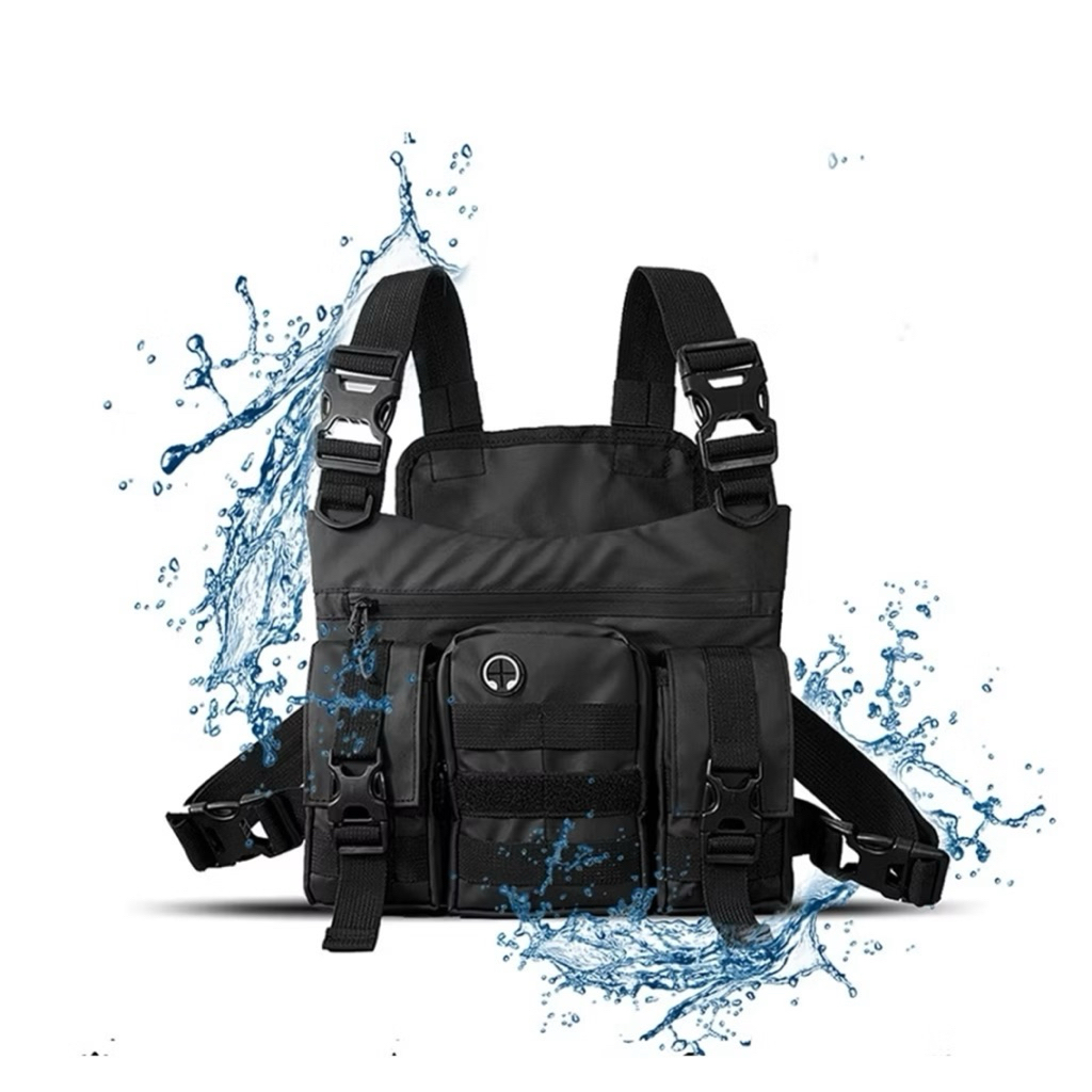 Tas Dada Waterproof Multifungsi Banyak Kantong – Tactical Chest Bag Anti Air Warna Hitam
