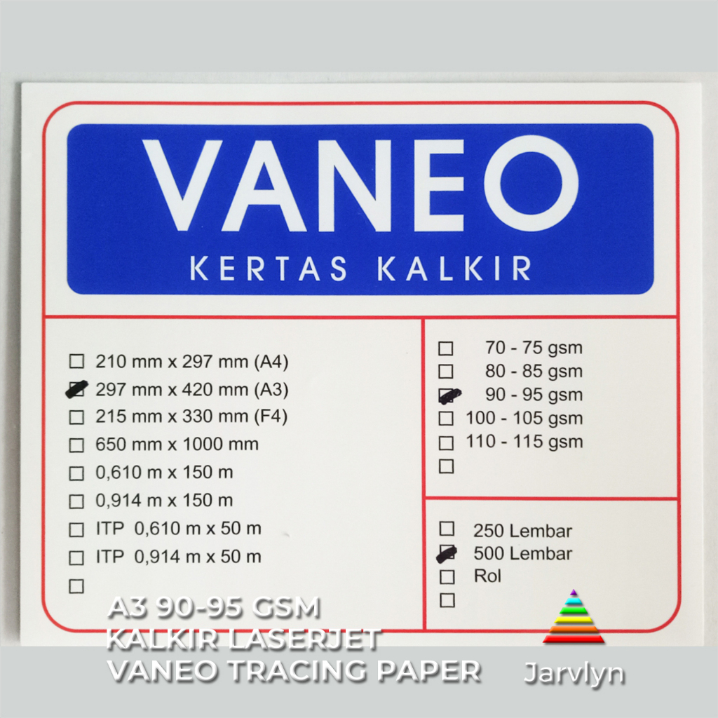 Vaneo Kertas Kalkir A3 90/95 gsm Tracing Paper eceran