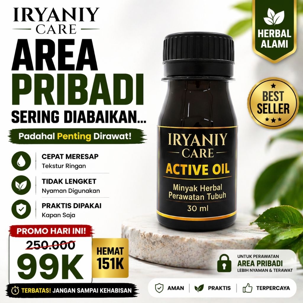 Iryaniy CARE| Minyak Herbal untuk Pemijatan & Perawatan Tubuh Sehari-hari | Praktis & Nyaman