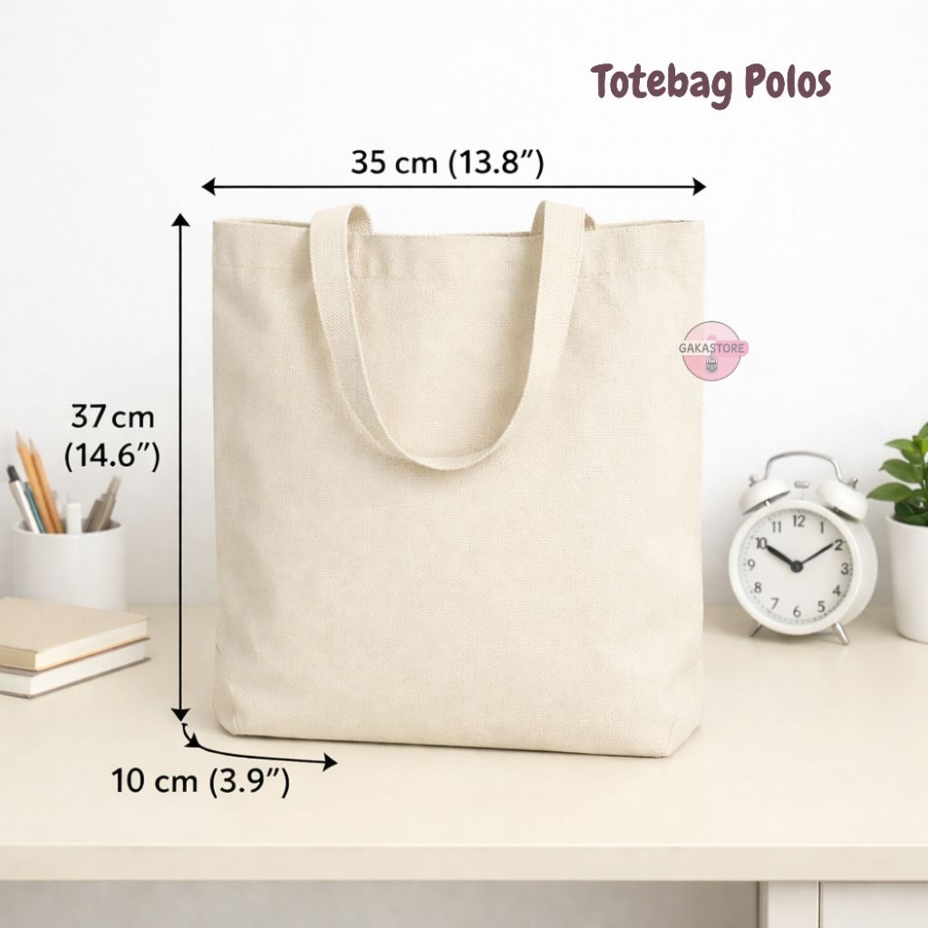 TOTEBAG KANVAS POLOS HITAM PUTIH - TAS TOTEBAG CEWEK COWOK POLOS