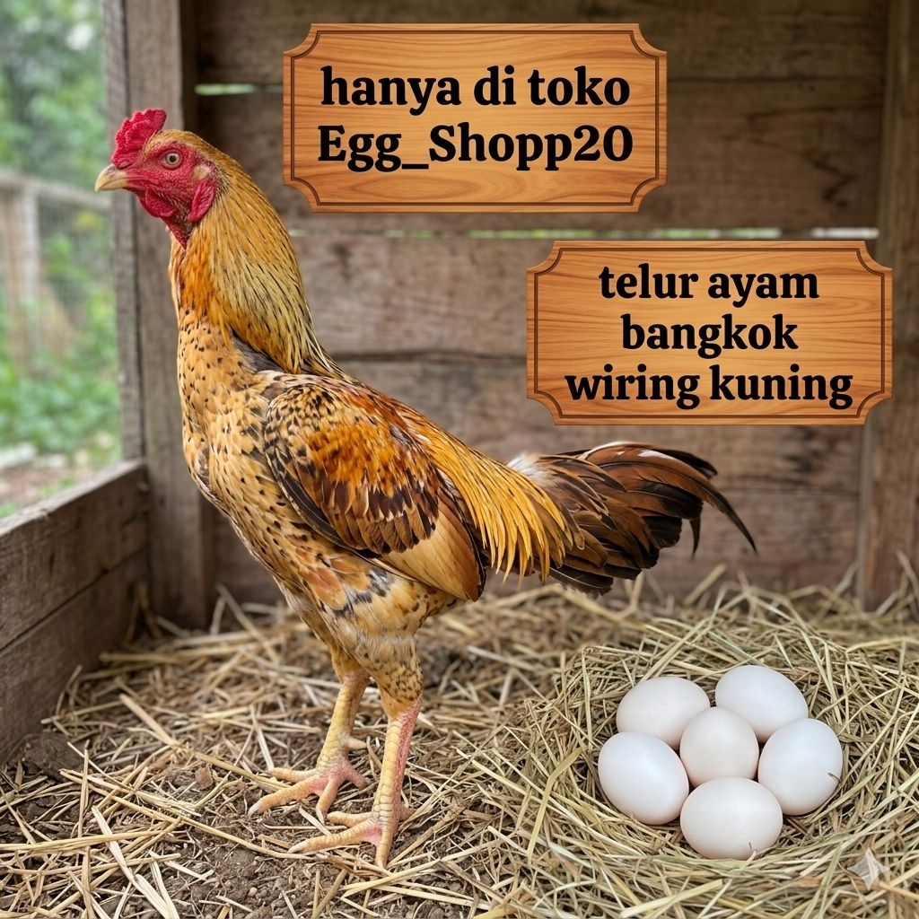 Paket hemat 3 Telur Ayam Bangkok Wiring kuning ORI fertil siap untuk ditetaskan Egg_shopp20