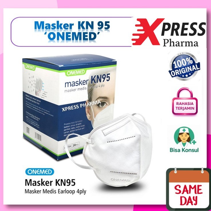 XPRESS  Masker KN 95 Onemed bestmed 4 ply isi 20 pcs Putih Hitam