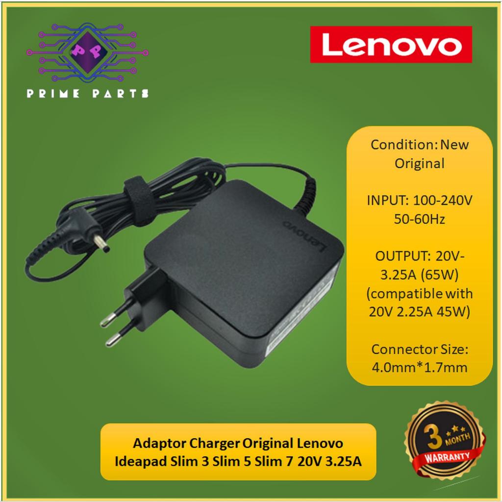 Adaptor Charger Original Leno Ideapad Slim 3 Slim 5 Slim 7 20V 3.25A Compatible Model:  510: 510-14I