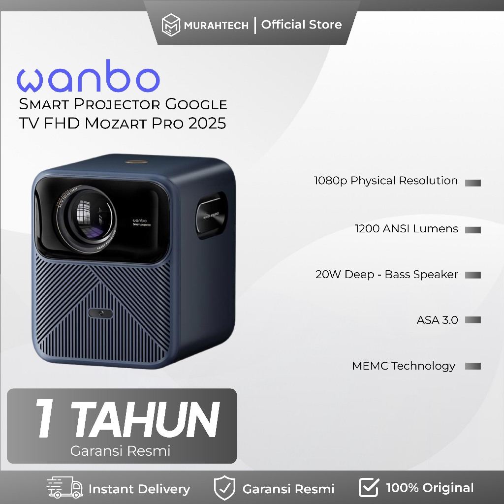 Wanbo New Mozart Pro Smart Projector Full HD 1080P FHD 4K Support ASA3.0 Auto-Focus 1200 ANSI Lumens