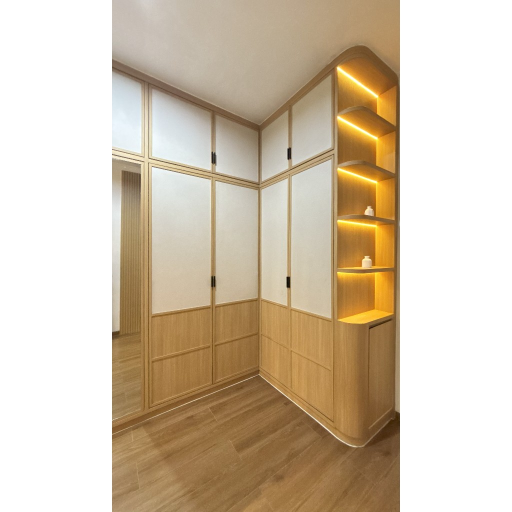 Lemari Pakaian Custom L Shape Full Plafon + Kabinet Sidoarjo