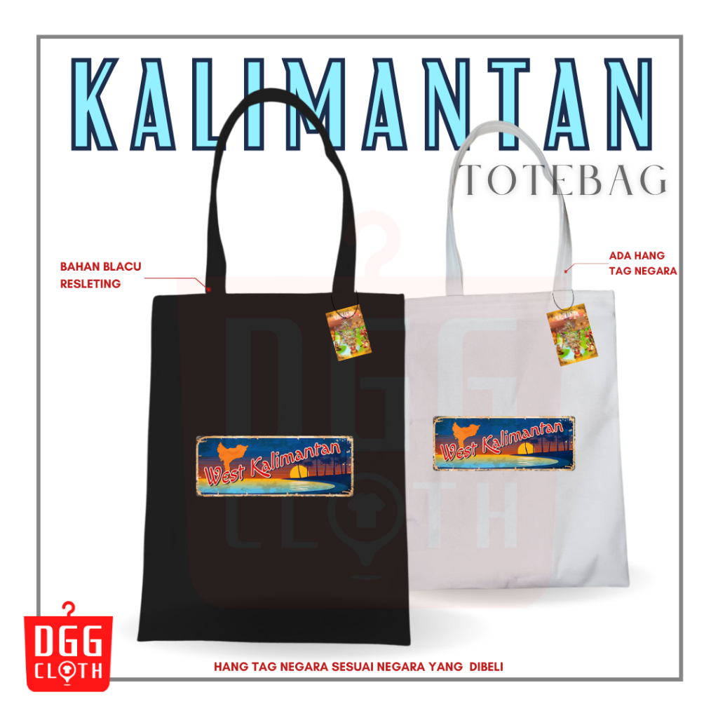 DGGCloth Totebag Resleting Kalimantan Souvenir Tas Oleh Oleh Kalimantan Bahan Kanvas 2