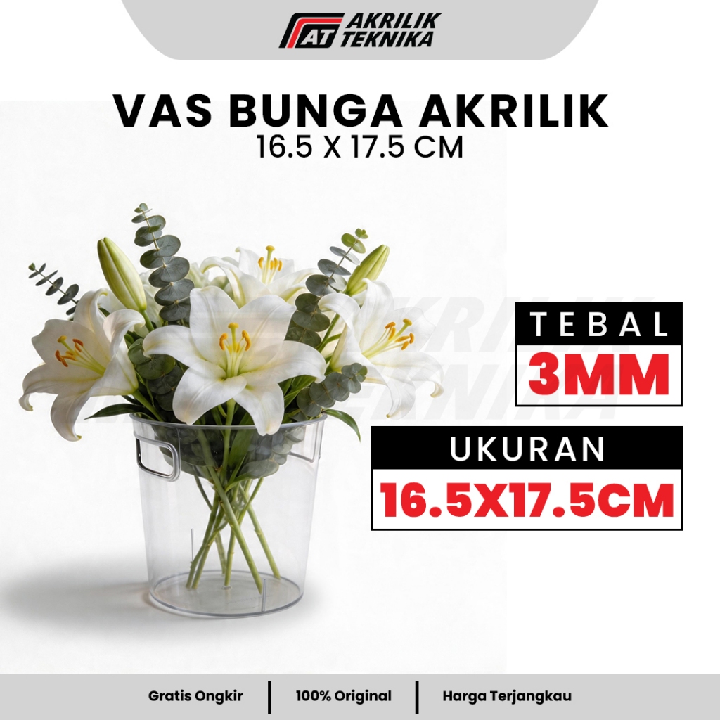 Vas Bunga Transparan Minimalis | Vas Akrilik Bening Estetik Modern | Pot Bunga Meja Ruang Tamu
