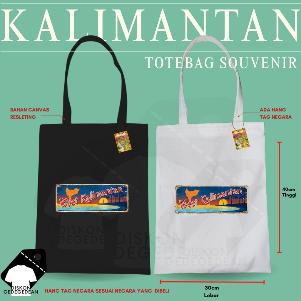 Diskongedegedean Totebag Kalimantan Souvenir Tas Oleh Oleh Kalimantan Kanvas Resleting 2