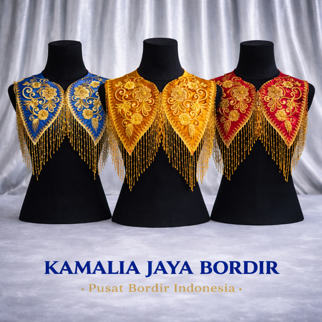Aksesori renda bordir dada kostum tari/pengantin rumbai adat khas minang Aksesoris Karnaval Dan Tari