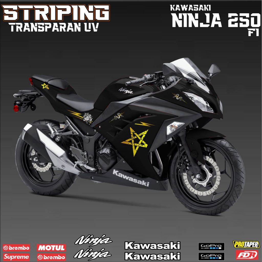 STIKER STRIPING TRANSPARAN UV KAWASAKI NINJA 250 FI GRAFIS NEW MEDUSA / STRIPING BENING NINJA FI 250