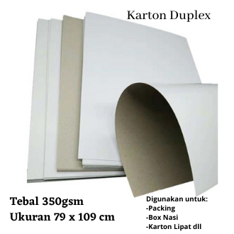 Kertas karton putih tebal / kertas karton putih abu-abu tebal / kertas karton duplex 350 gsm plano /