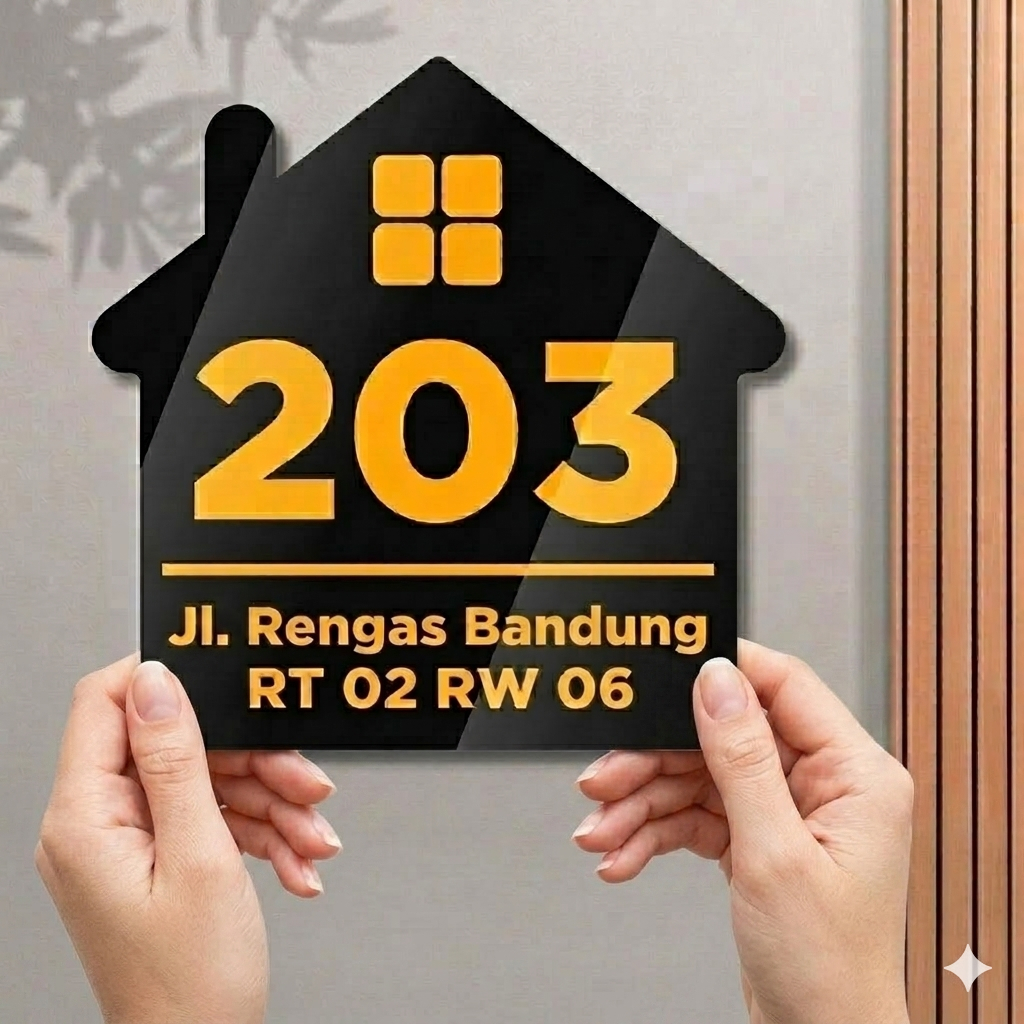 Nomor Rumah Aesthetic Akrilik Custom Tempel Model A10 | Plat Nomor Rumah Minimalis Elegan Indoor Out