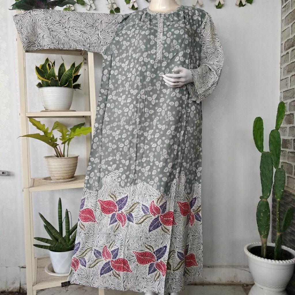 Daster Luza Ori Pekalongan (Ld130,Pb140) Longdress Jumbo Veronica Kain Santung Premium