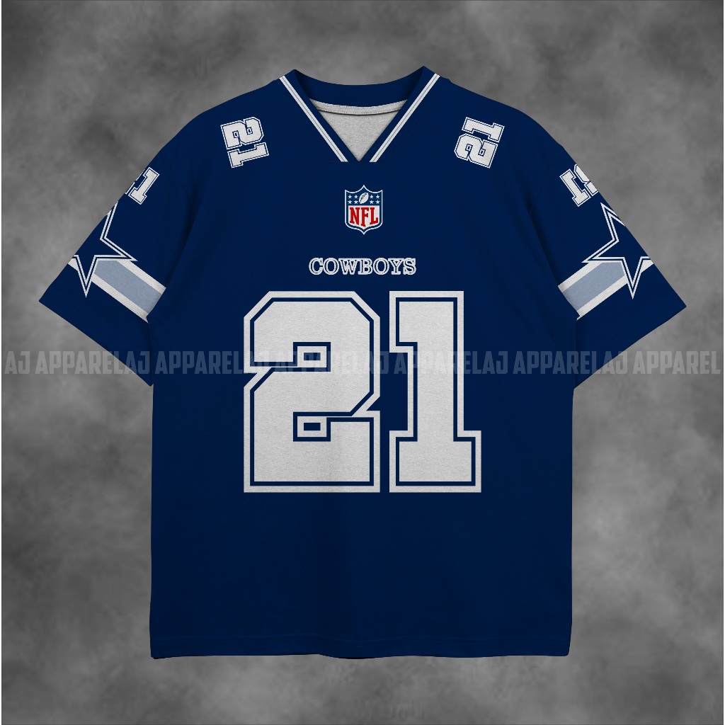 Kaos Jersey Navy Cowboys Oversize Fullprint // Jersey Casual Outfit