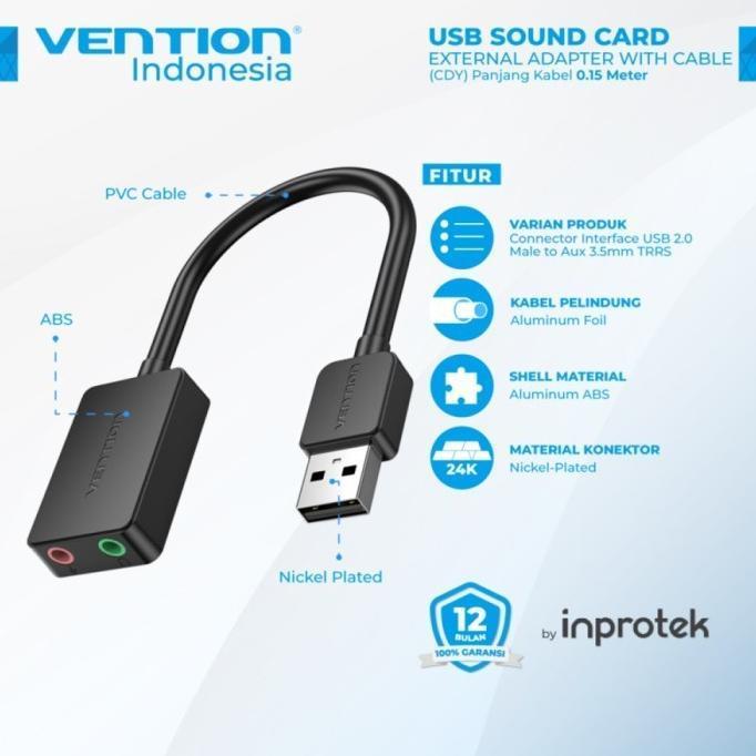 Vention Cdy Usb Sound Card 2 Lubang Mic + Headset