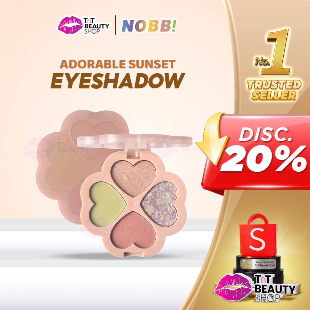 NOBB Adorable Sunset Eye Shadow Palette Heart Eyes Make Up - 4  Color Highlight Shimmer Eyes  | TnT 