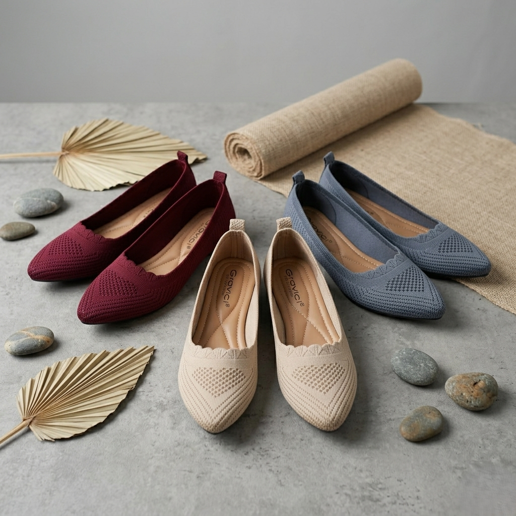 GRAVICI - SEPATU FLAT RAJUT WANITA ELEGAN DO-35